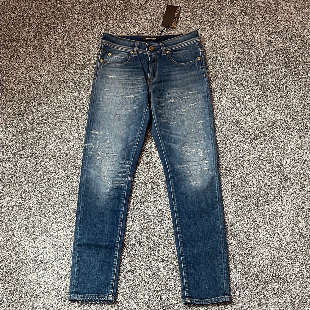 Roberto Cavalli Distressed Skinny Jeans Italian NWT